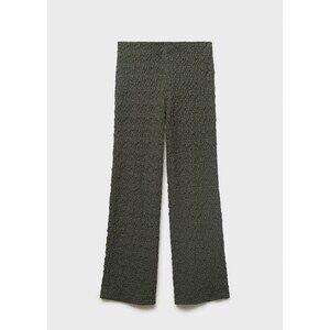 MANGO - Straight textured trousers khaki - L - Woman